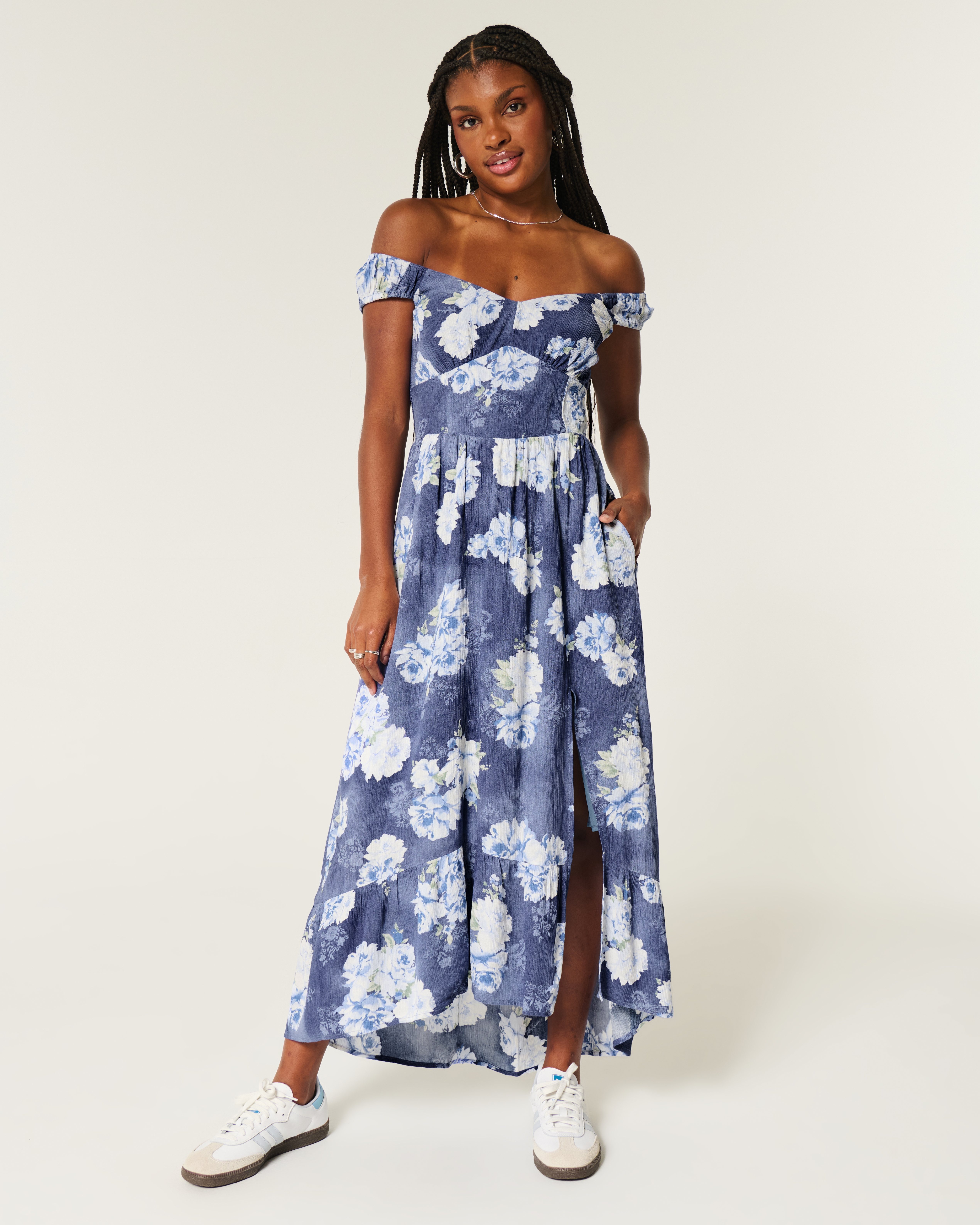High-Low Hem Twist-Bust Midi Dress