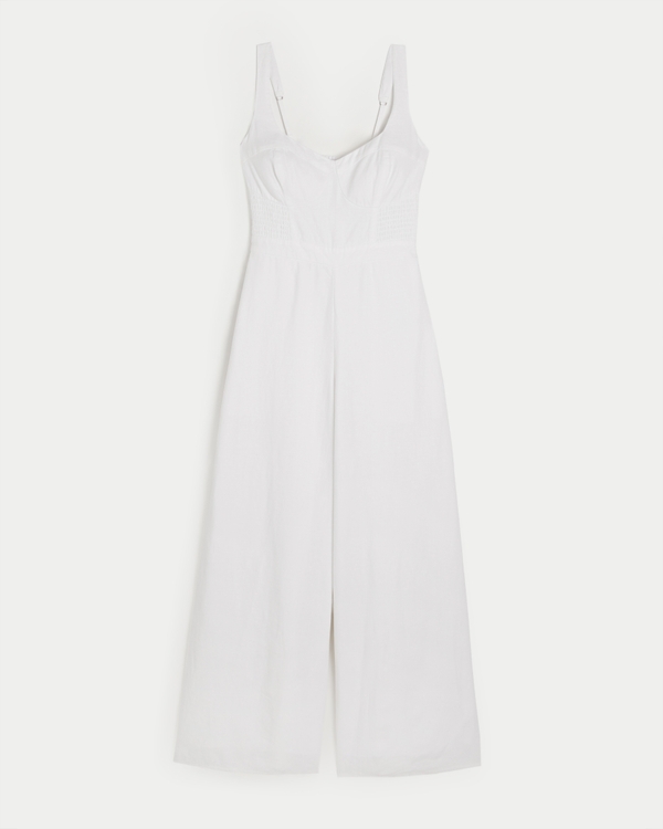Linen Blend Jumpsuit, White