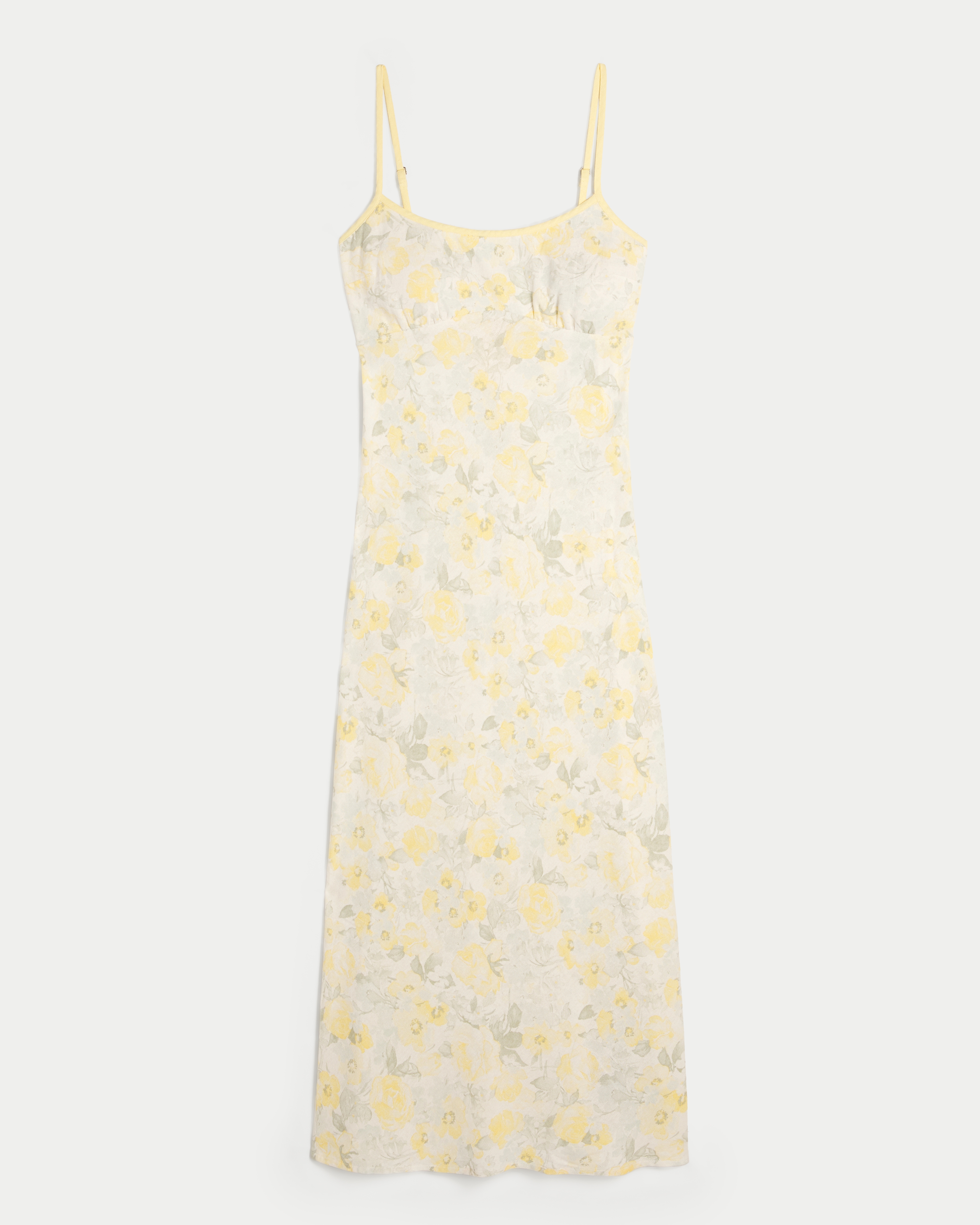 Linen-Blend Open Back Slip Midi Dress