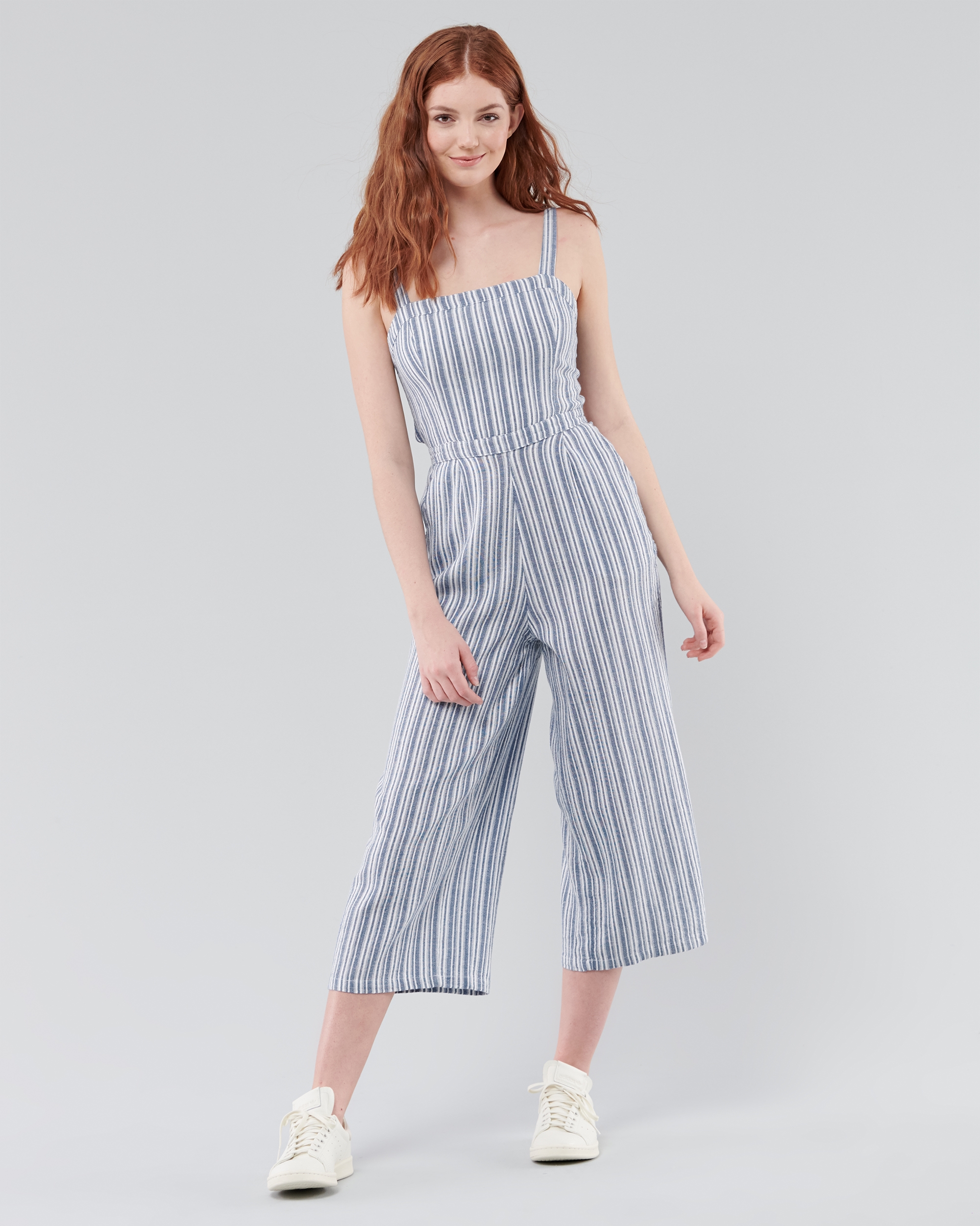 self tie strap super wide leg jumpsuit