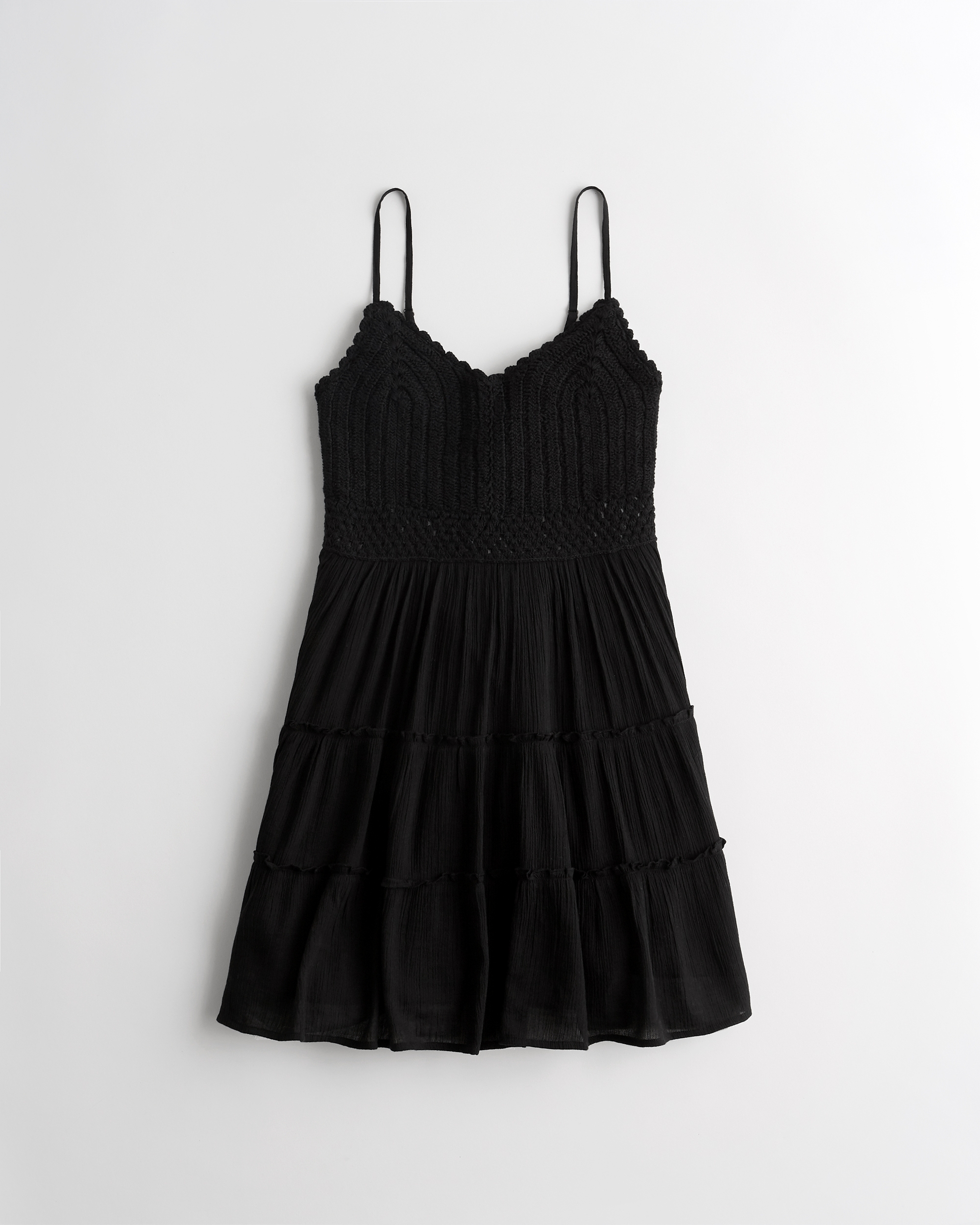 black tiered mini dress