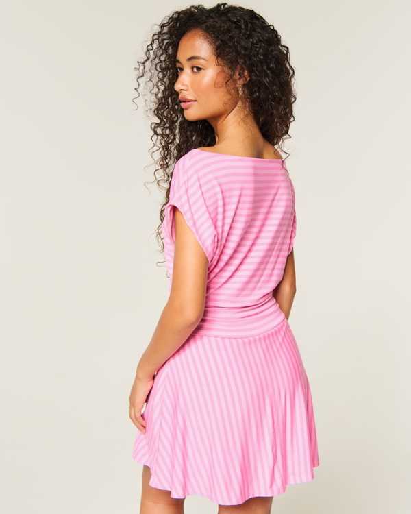 Off-the-Shoulder Knit Mini Dress, Strawberry Cold Foam view 2