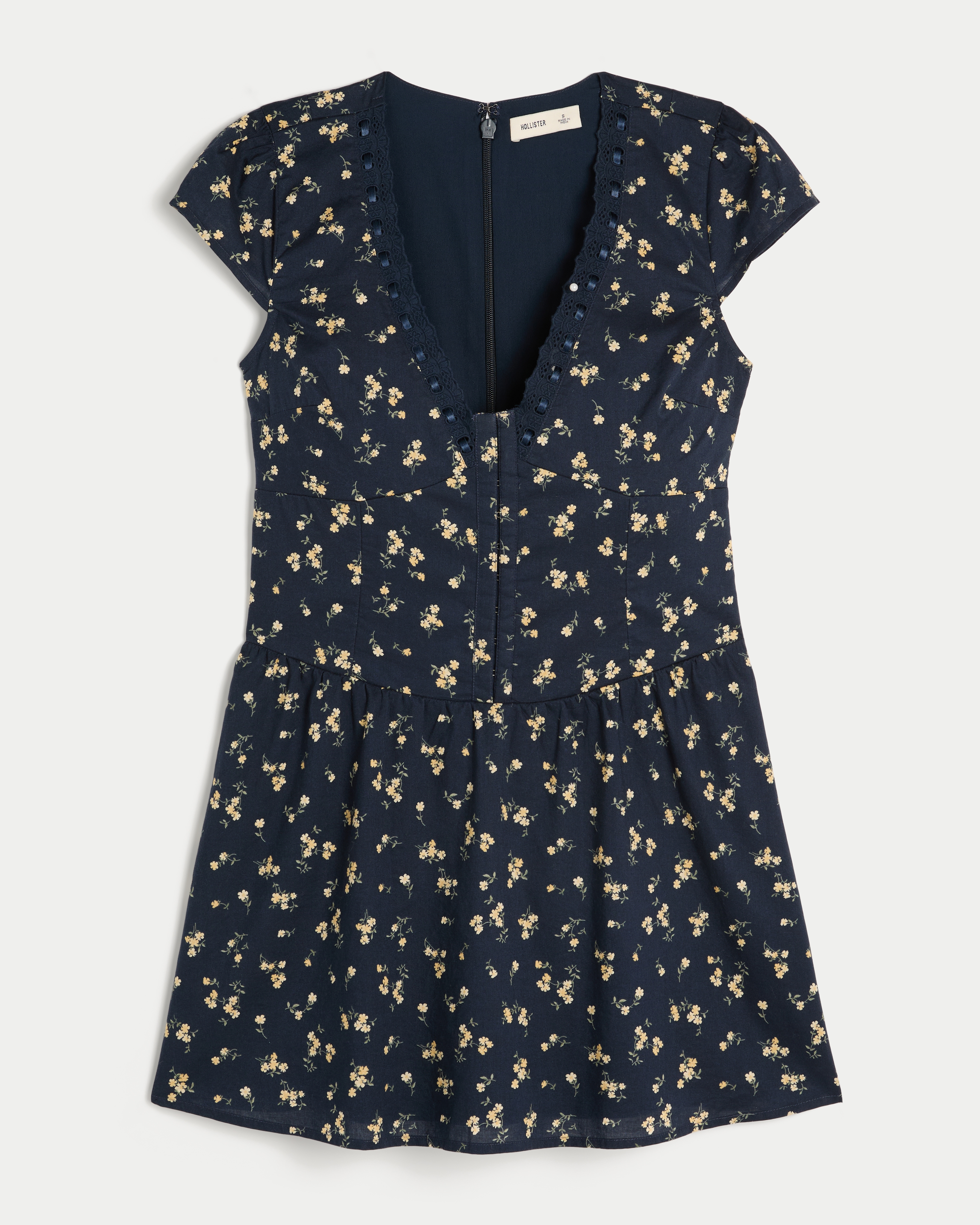 Short-Sleeve Hook and Eye Mini Dress