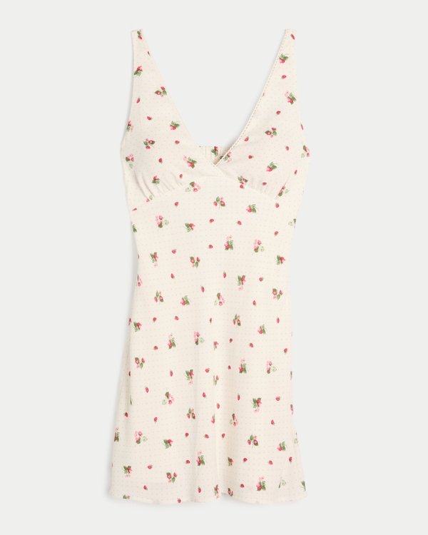 Crepe A-Line Mini Dress, White Pattern view 1