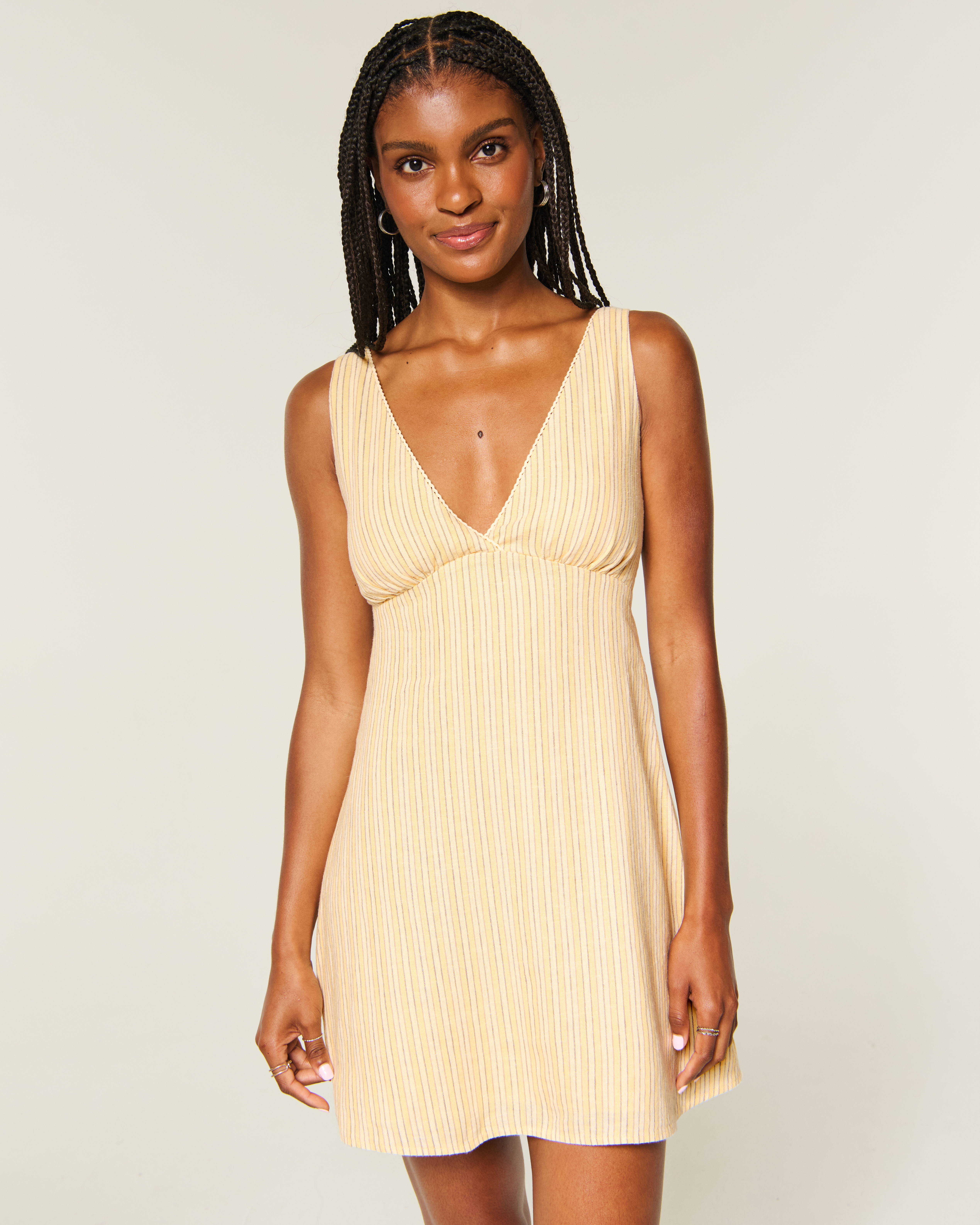 Linen-Blend A-Line Mini Dress