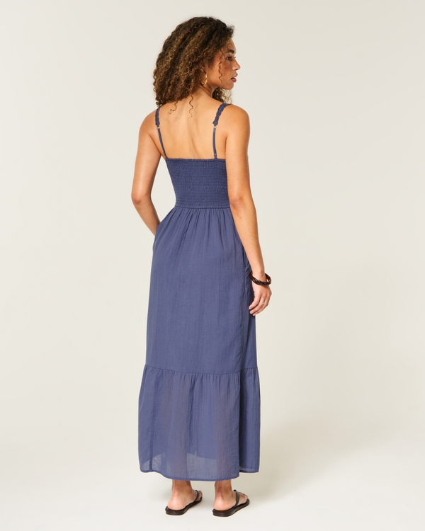 Pintuck Maxi Dress, Dark Blue view 2