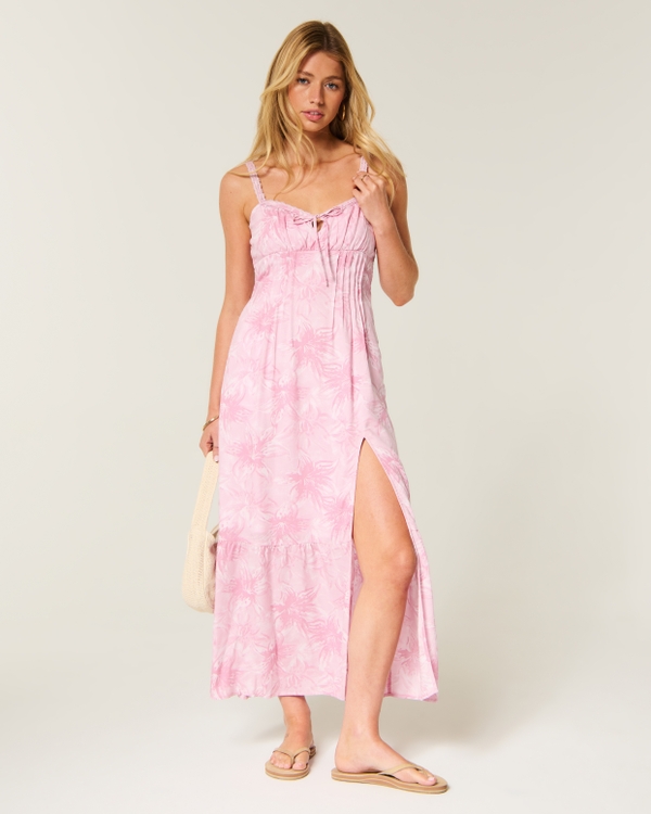 Pintuck Maxi Dress, Light Pink view 1