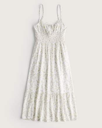 Women's Smocked Waist Tie-Back Midi Dress | Women's | HollisterCo.com