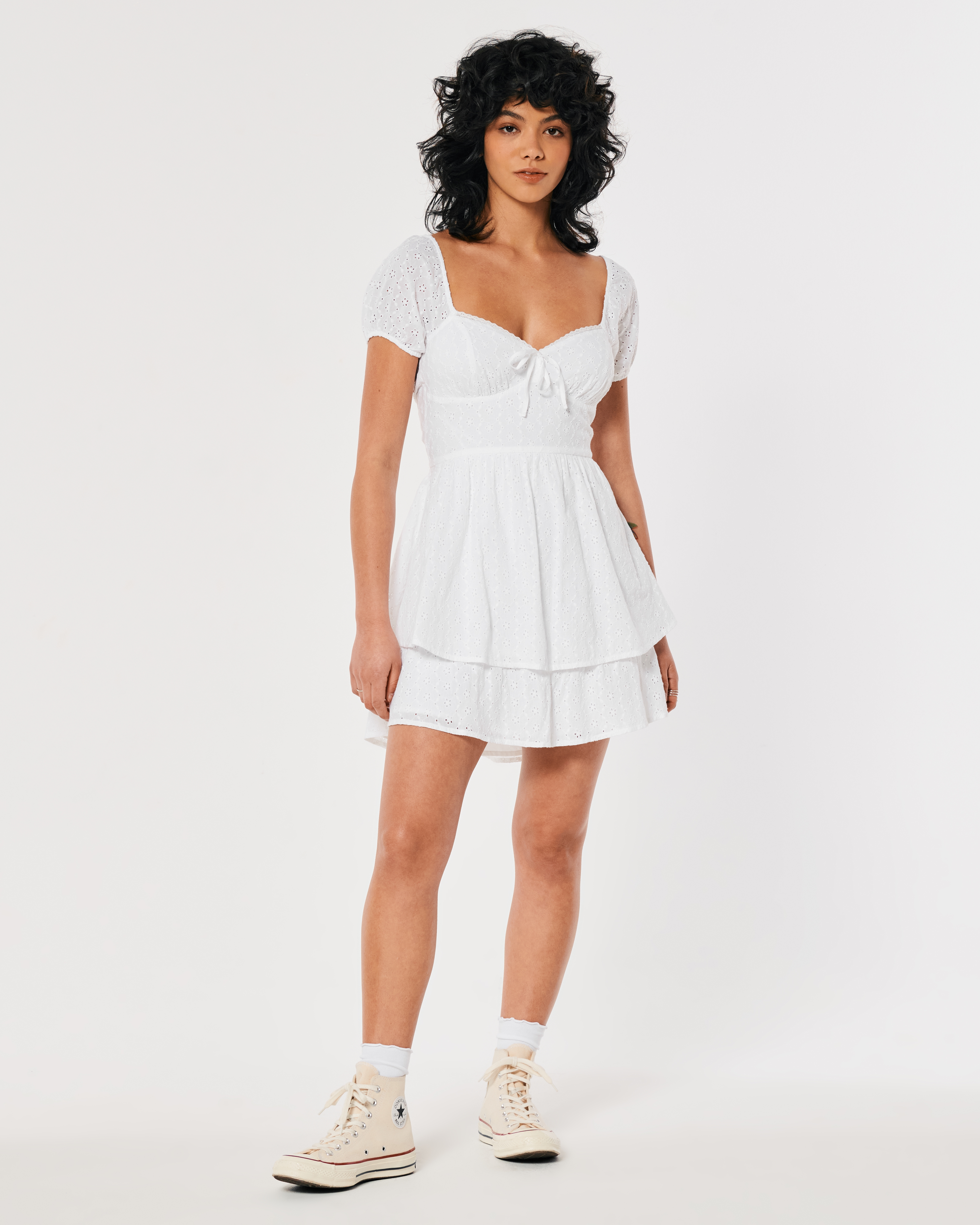 Tie-Back Double-Tier Short Dress
