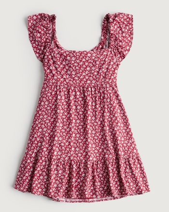 Flutter Sleeves Boat-Neck Tea-Length Special Occasion Dress Turquoise