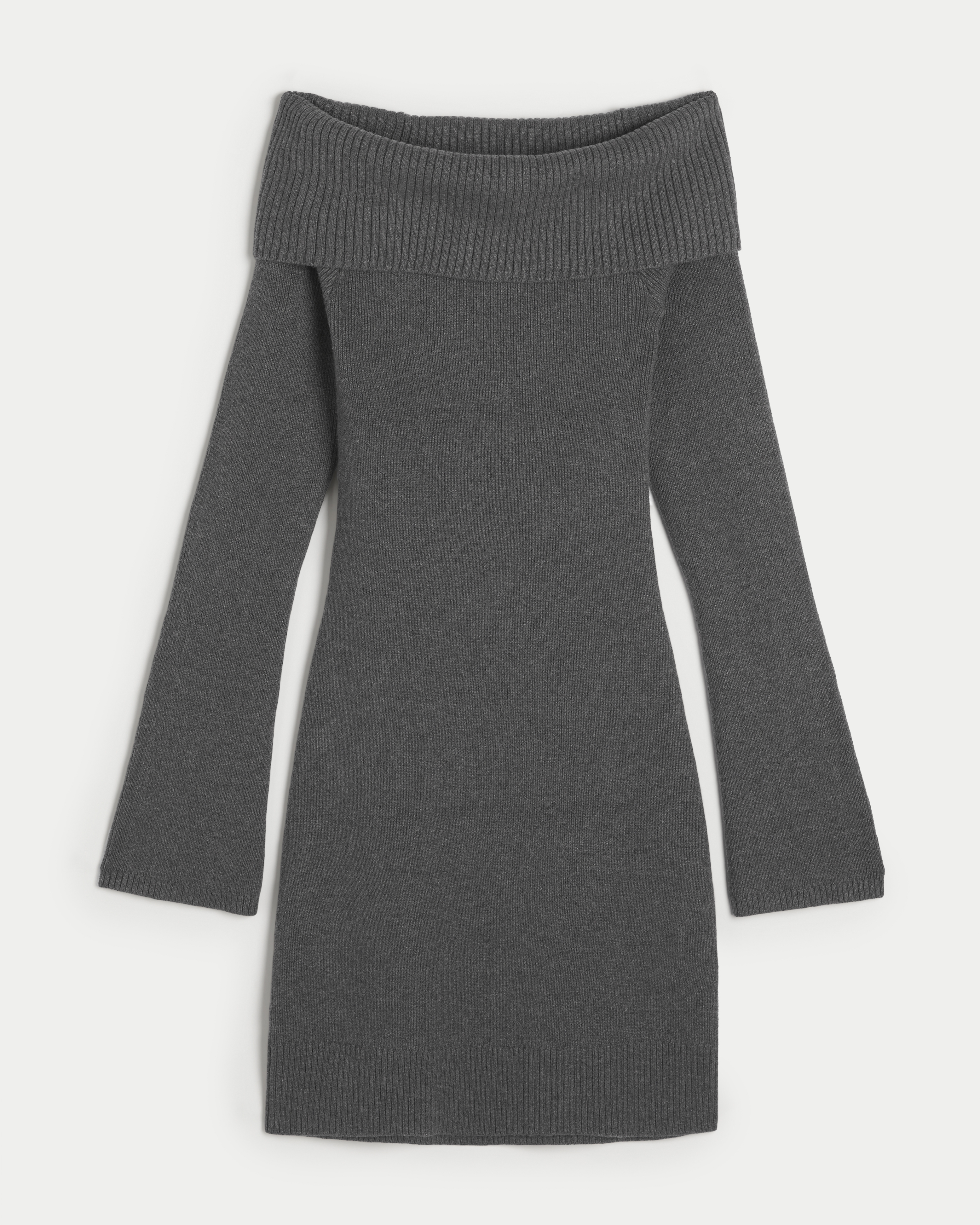 Grey sweater dress shop off the shoulder