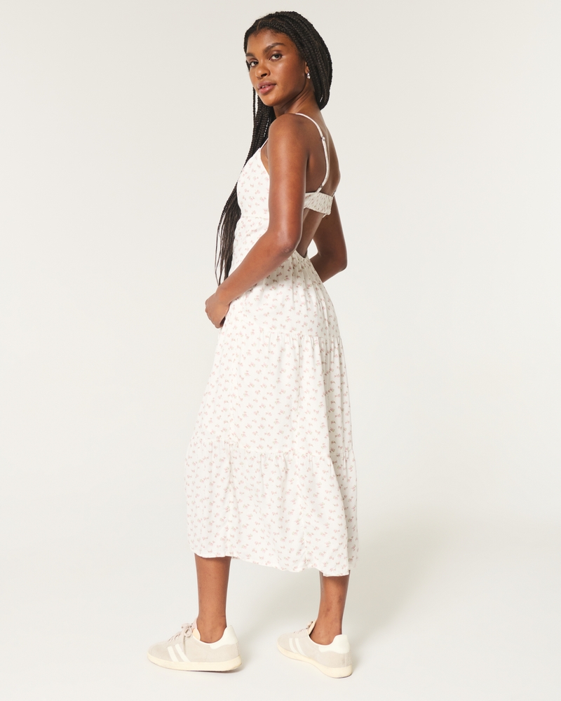 Womens Dresses Hollister Co Midi Dress Women's Linen-Blend Open