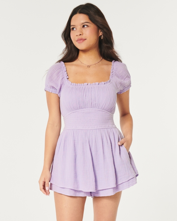 Hollister Saidie On-or-Off-Shoulder Romper, Purple