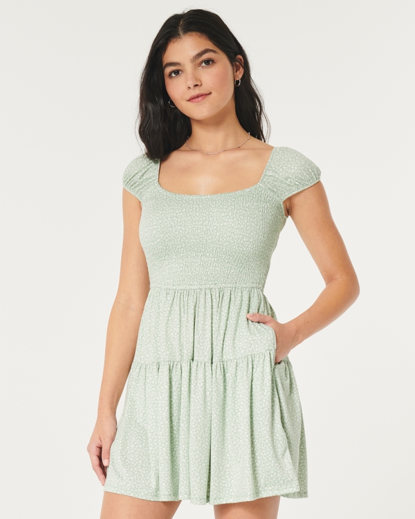 Smocked Bodice Knit Mini Dress