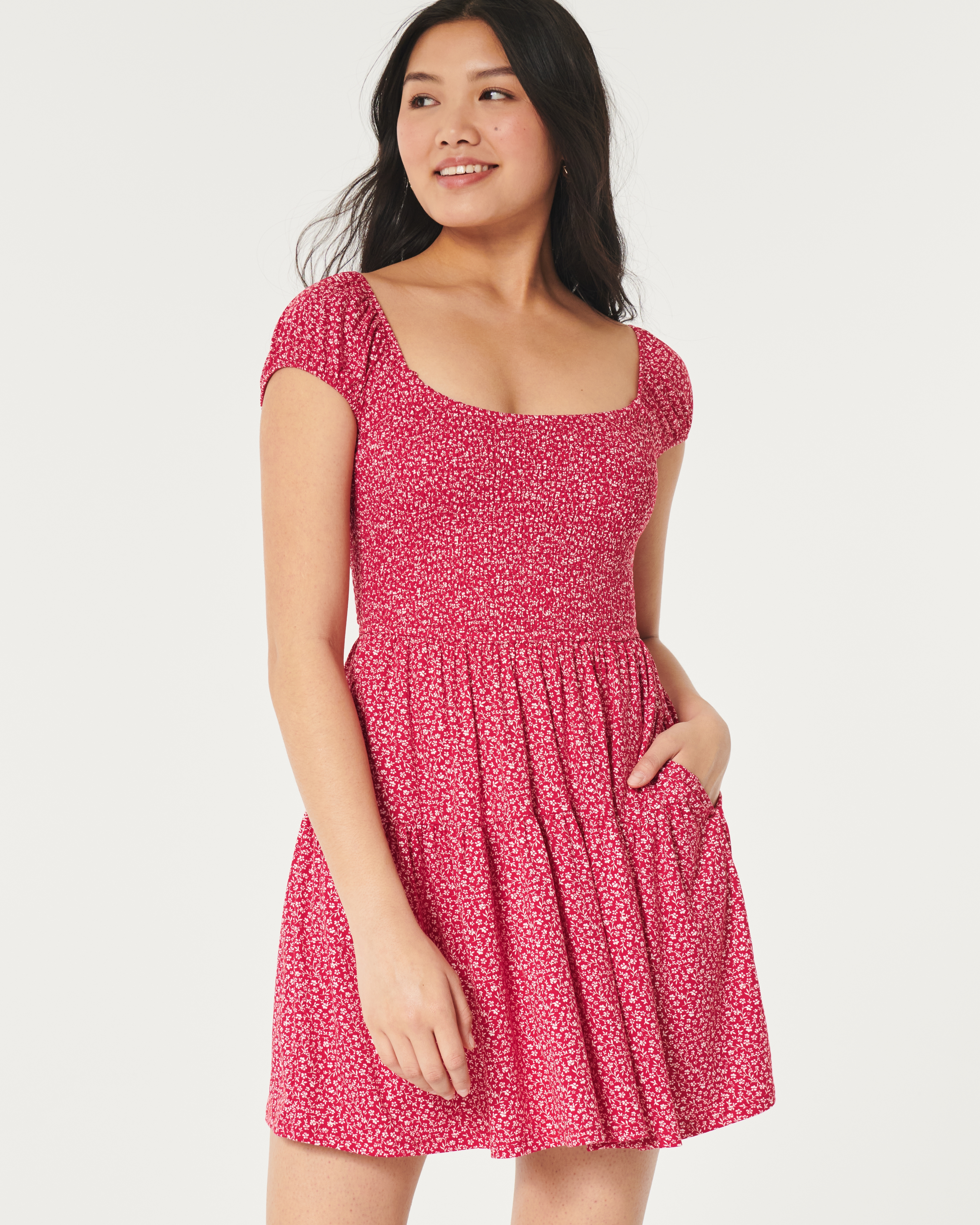 Smocked Bodice Knit Midi Dress