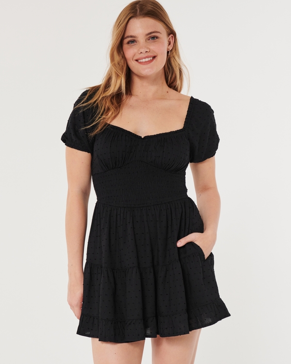 Hollister Women S Mini Dress Black Viscose Floral Short Summer Long Sl –  Retrospect Clothes