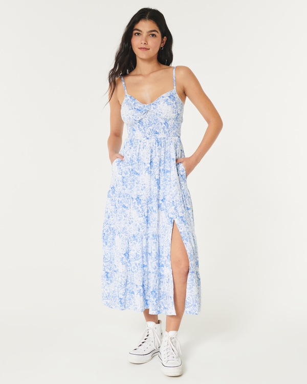 Twist Bust Tie-Back Midi Dress