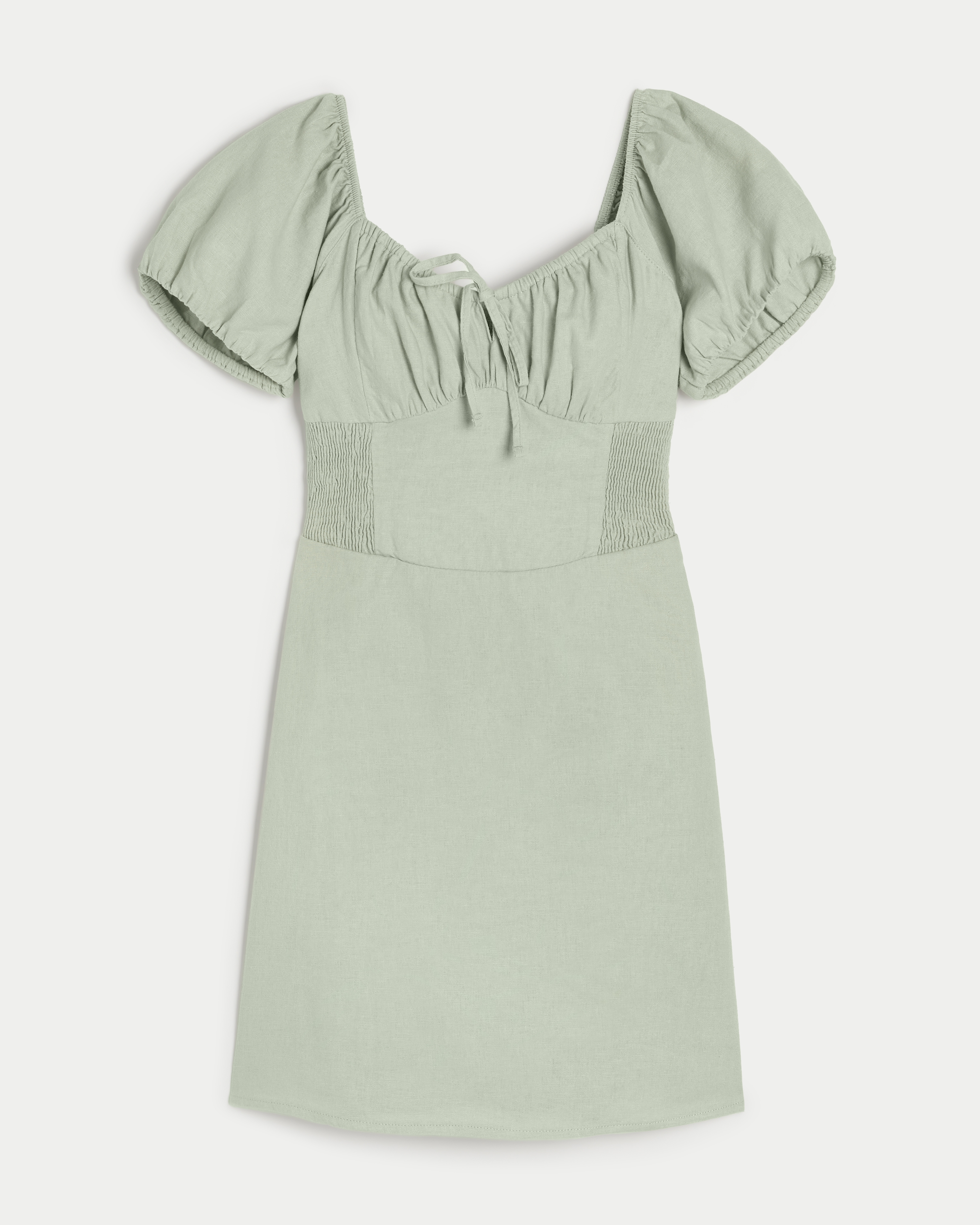Hollister Sofia Side-Smocked Linen Blend Dress