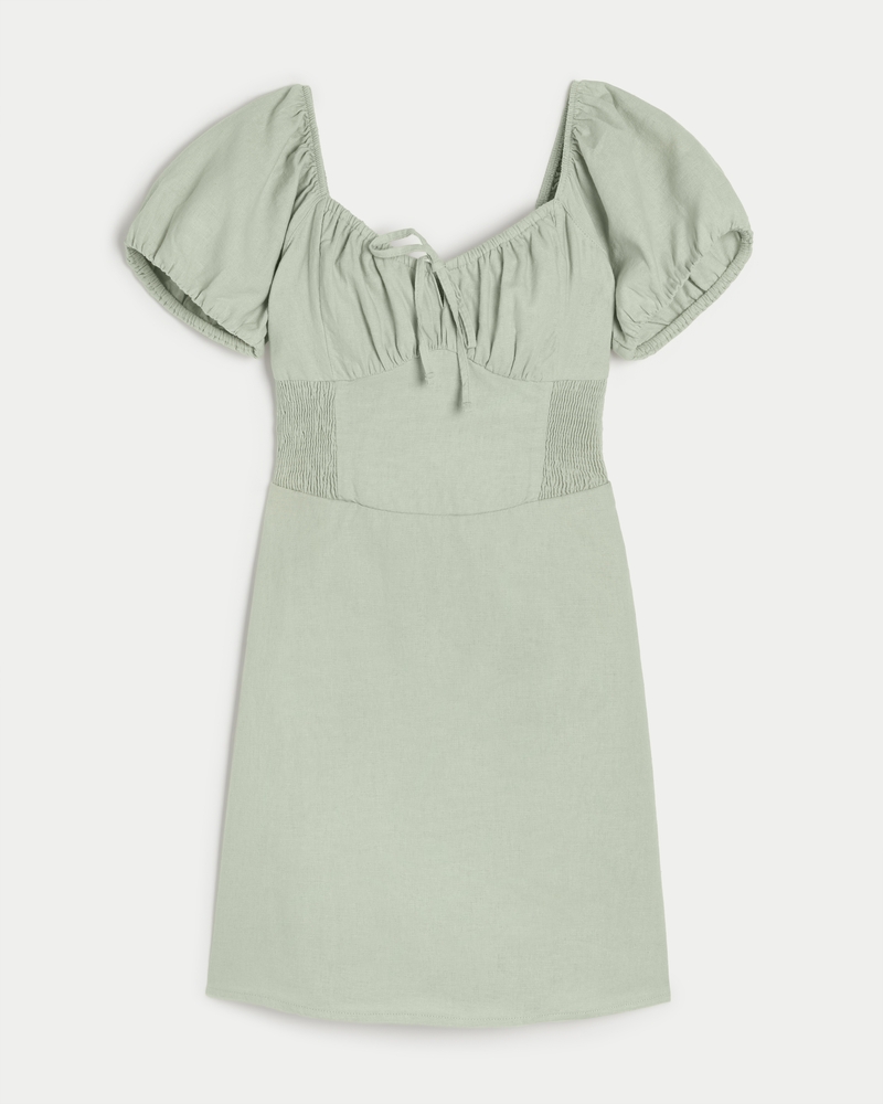 Hollister Sofia Side-Smocked Linen-Blend Dress