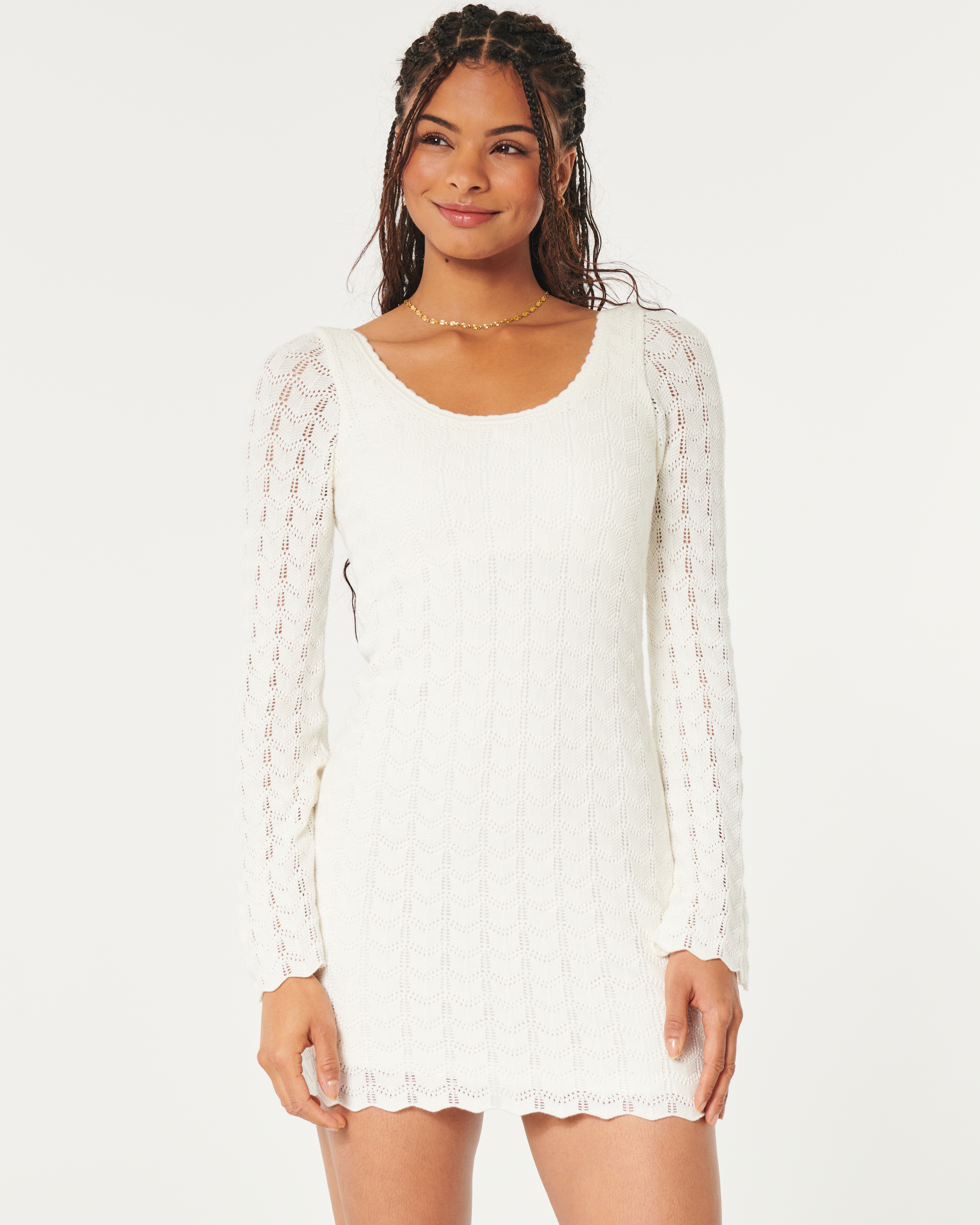 Long-Sleeve Crochet Dress