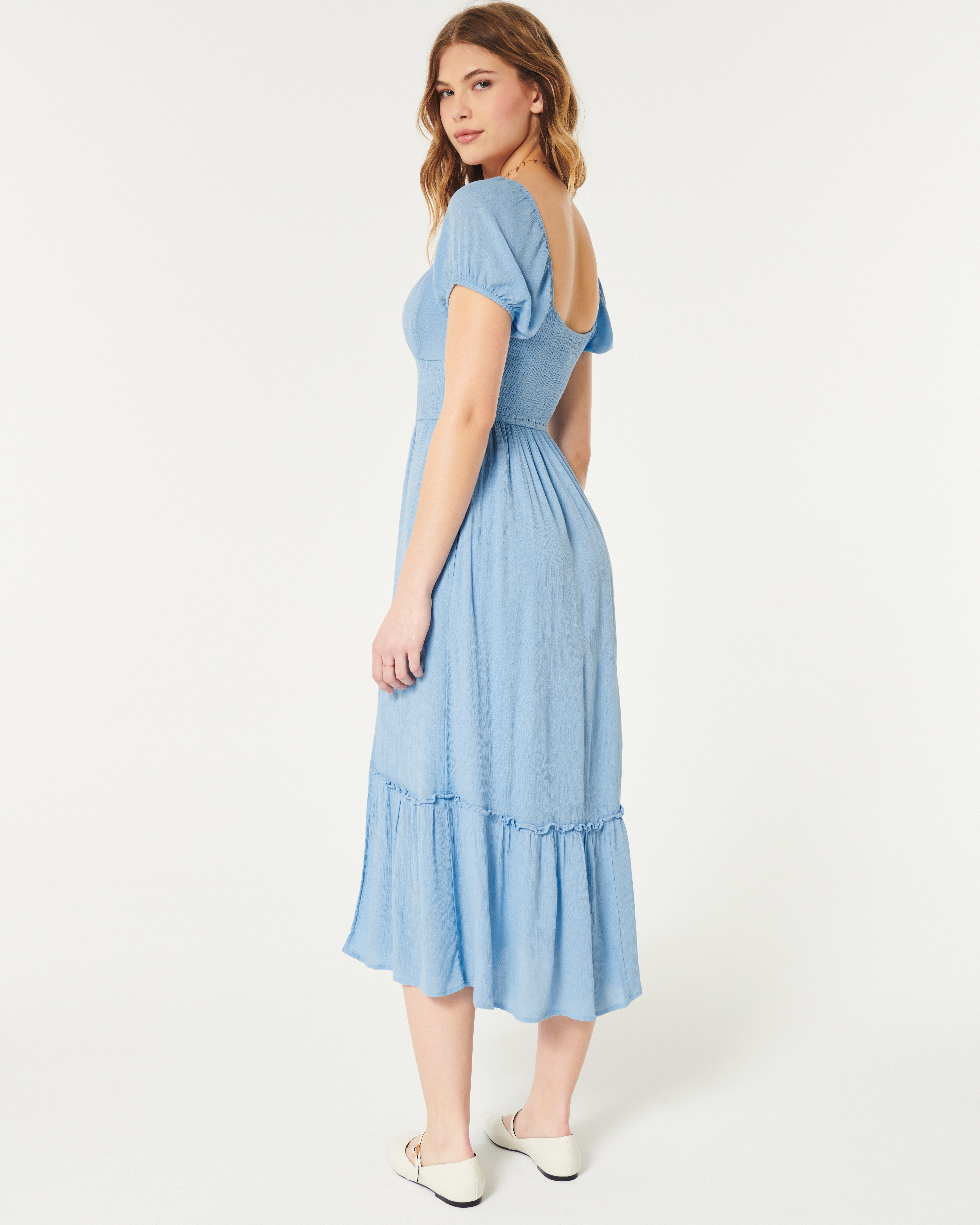 Hollister Sofia Side-Smocked Midi Dress