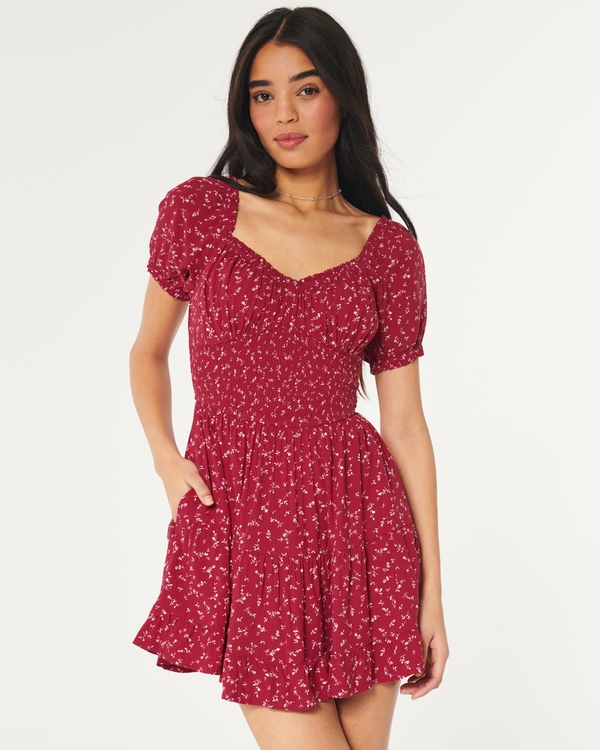 Women's Hollister Sofia Side-Smocked Midi Dress, Women's Dresses & Rompers