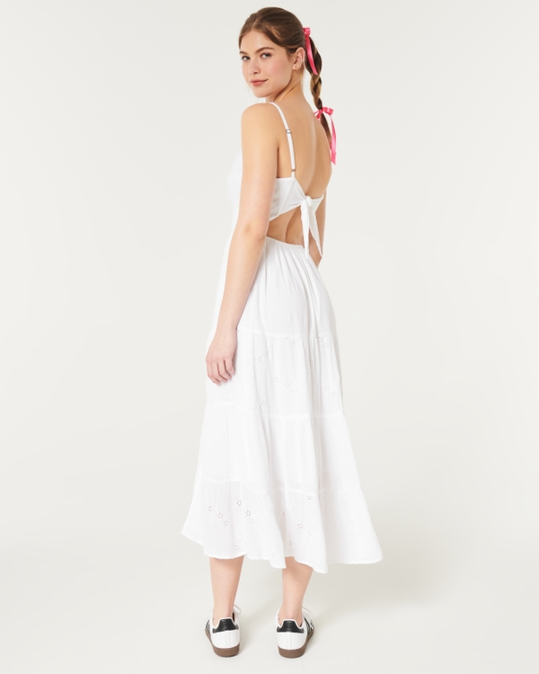 Hollister Co. RUCHED WAIST MIDI - Day dress - white/light green