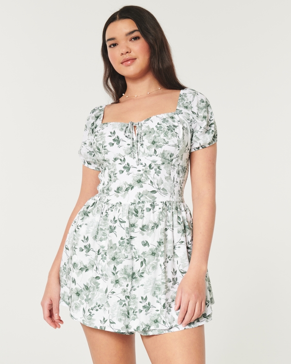 Hollister Sofia Double-Tier Romper, White Floral