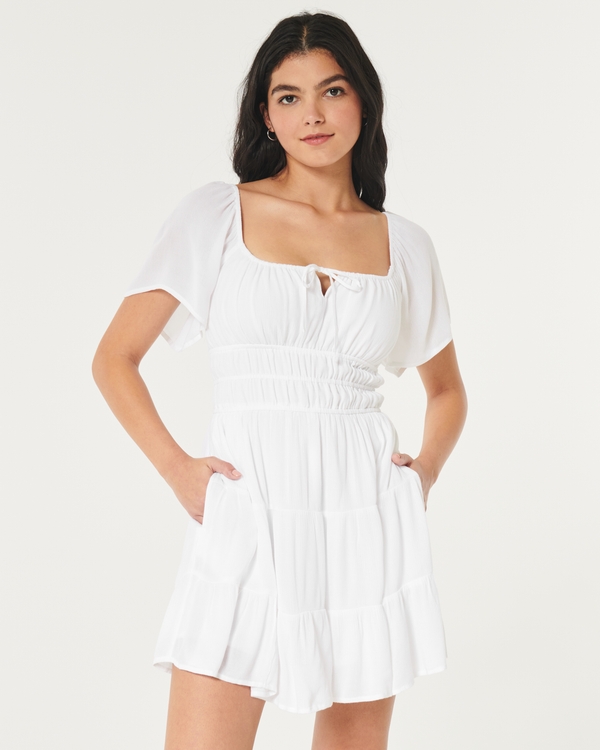 Women's Hollister Sofia Side-Smocked Midi Dress, Women's Dresses & Rompers