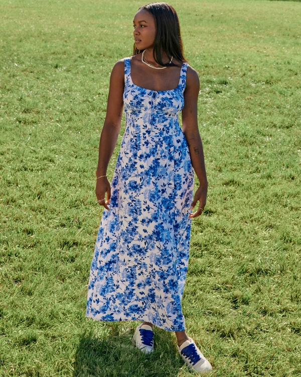 Hollister Sofia Side-Smocked Maxi Dress