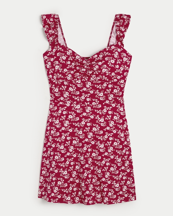 Knit Skort Dress, Red Floral
