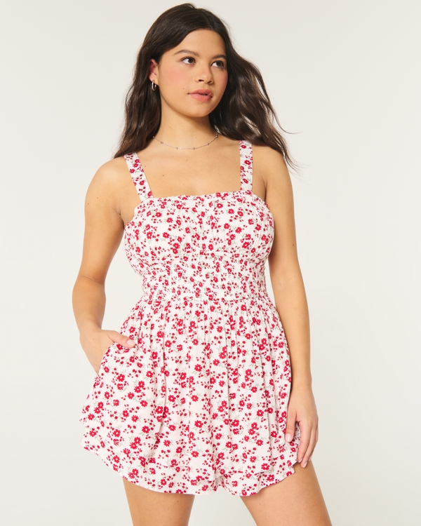 Hollister Saidie Removable Strap Romper, White Floral