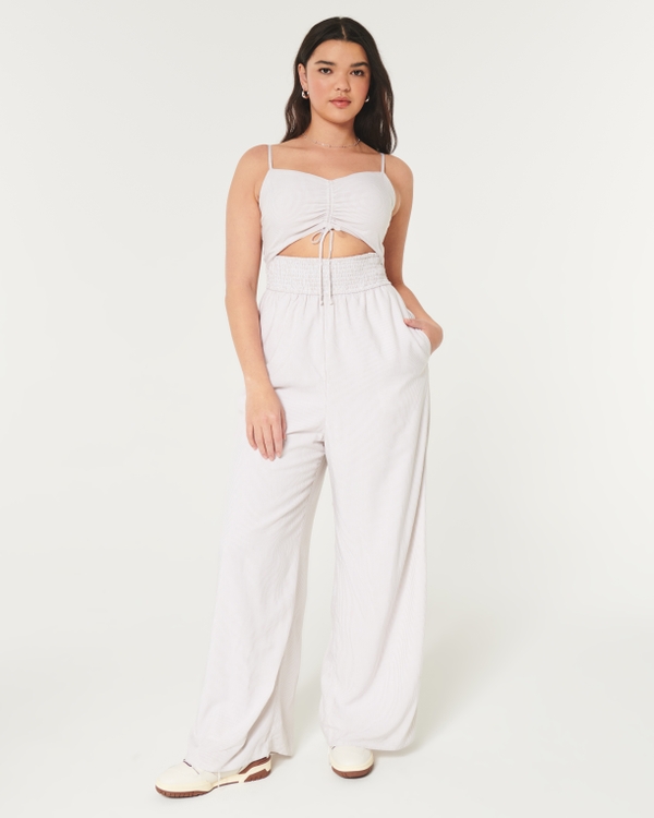 Cinched Jumpsuit, White Stripe