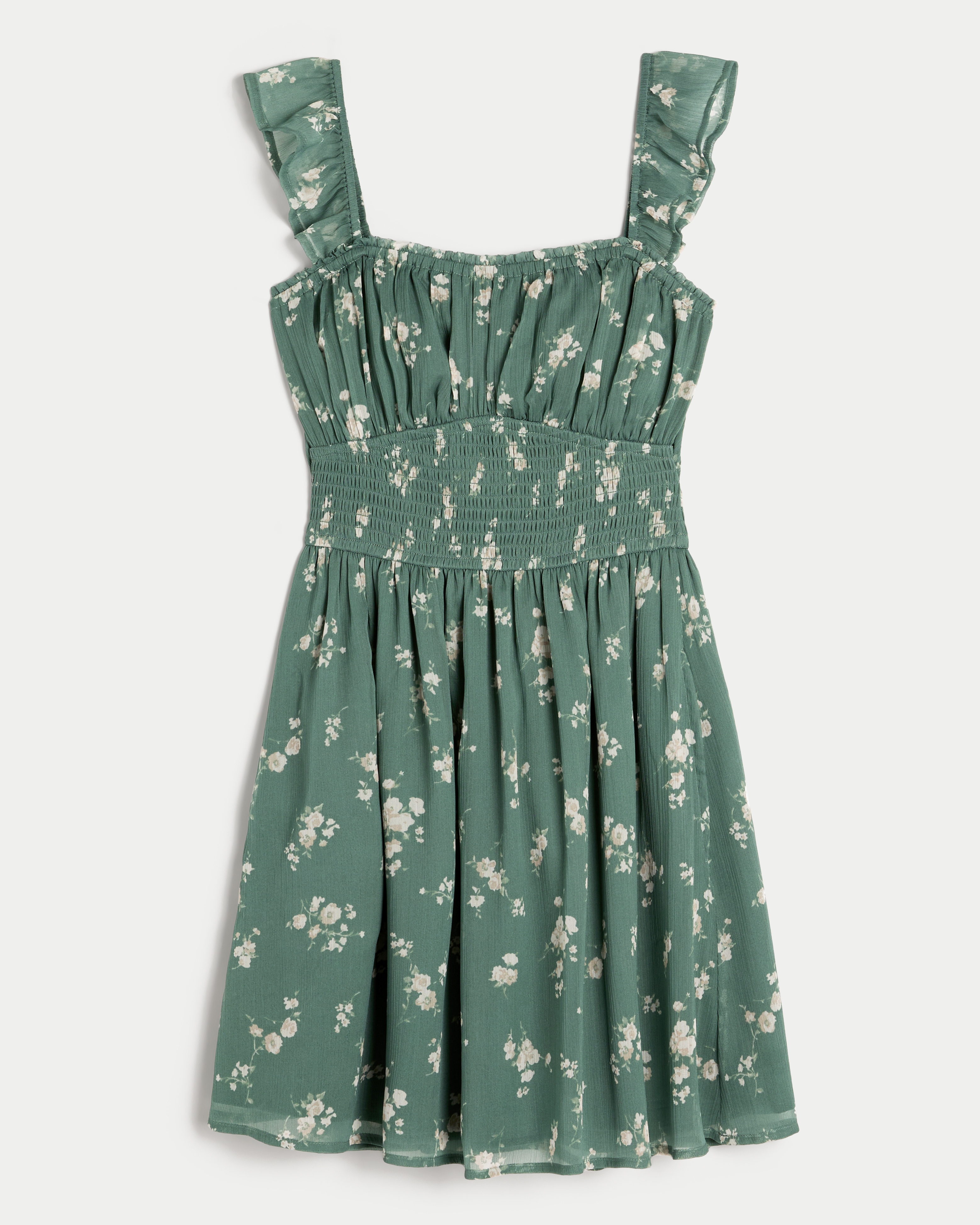 Women s Saidie Chiffon Flutter Sleeve Mini Dress in Forest Green Floral Size S from Hollister