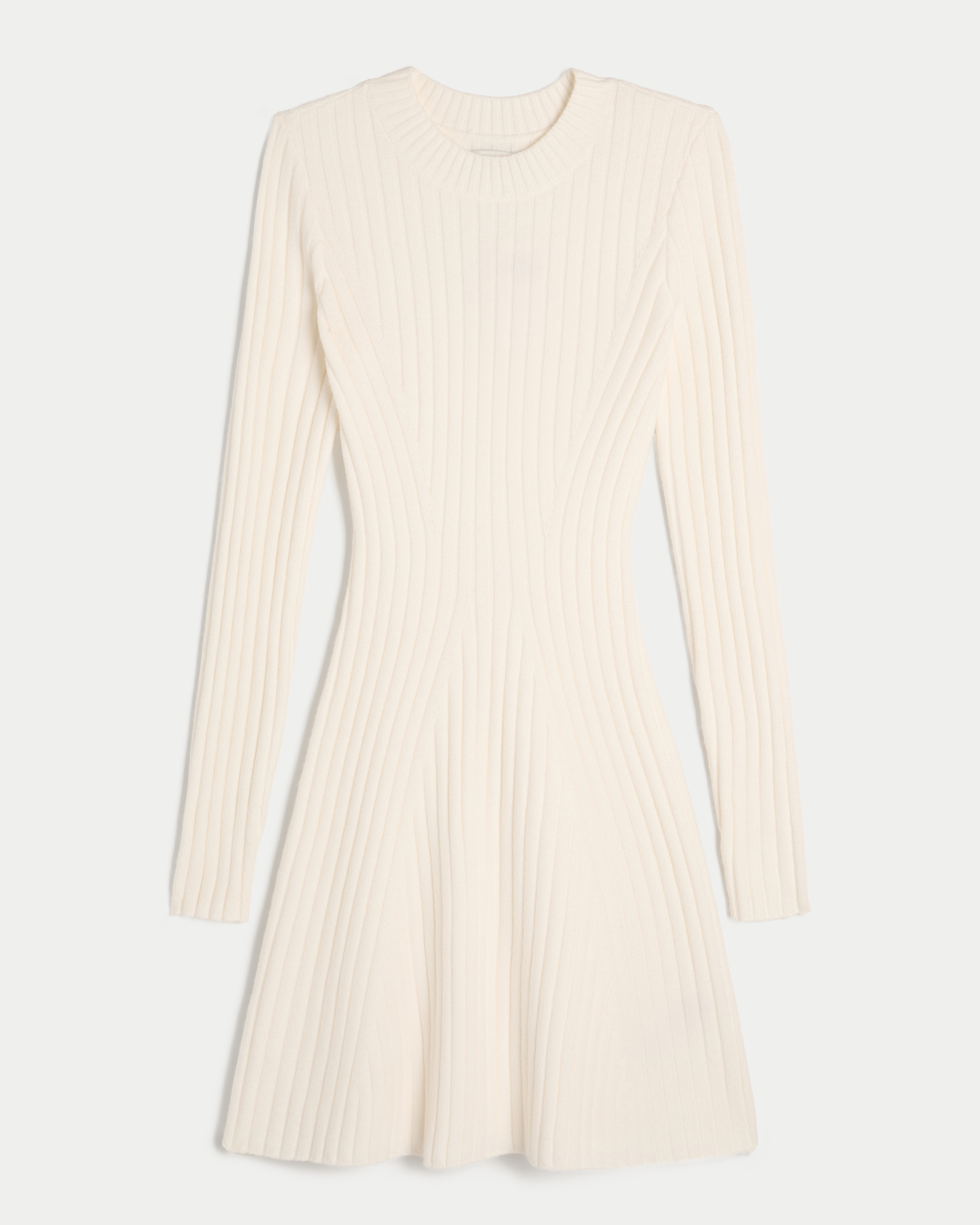 Ribbed Skater Mini Sweater Dress