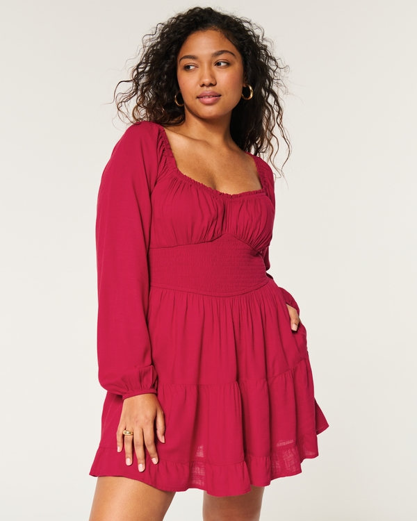 On/Off the Shoulder Skort Dress, Crimson