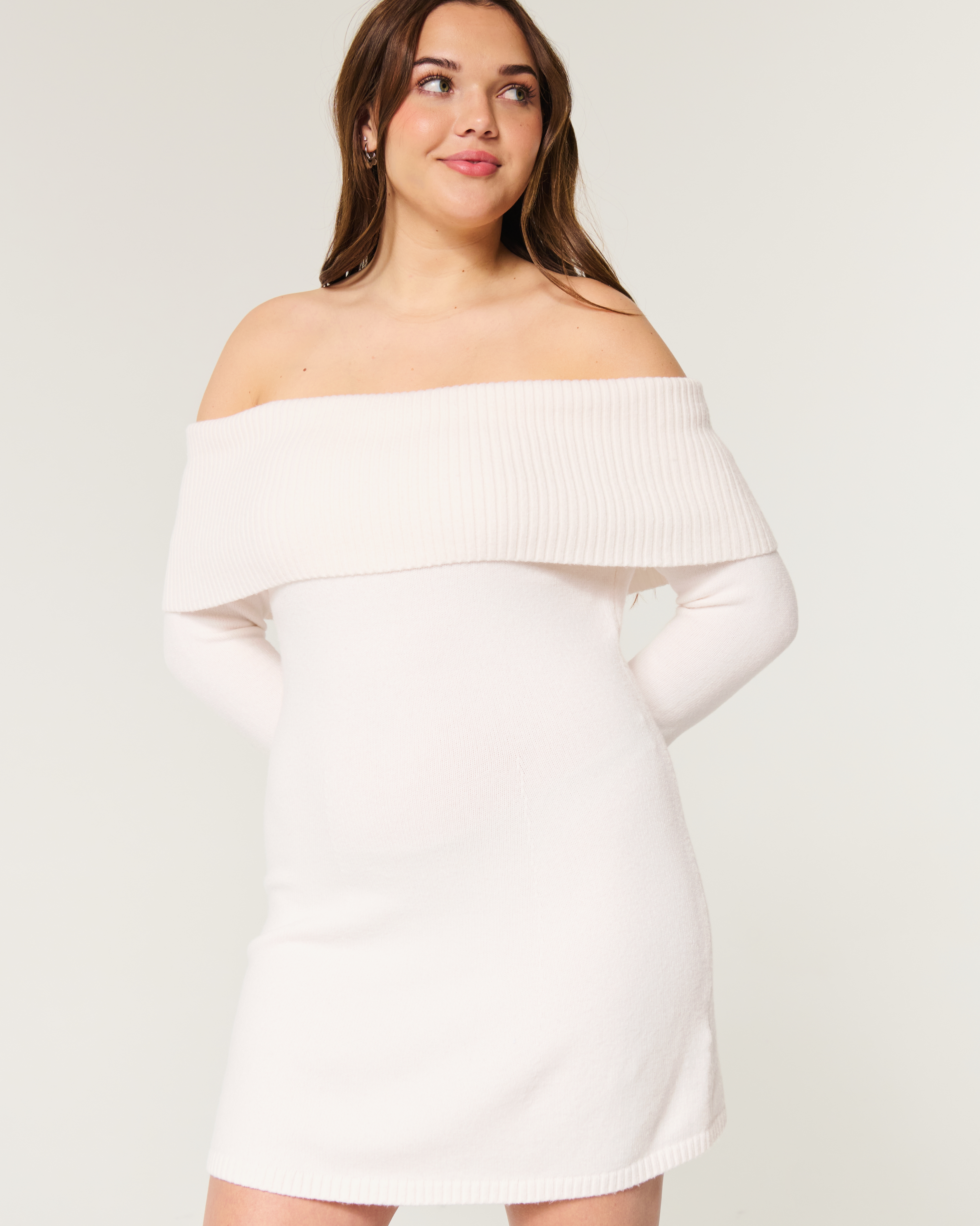 Off-the-Shoulder Skater Sweater Dress