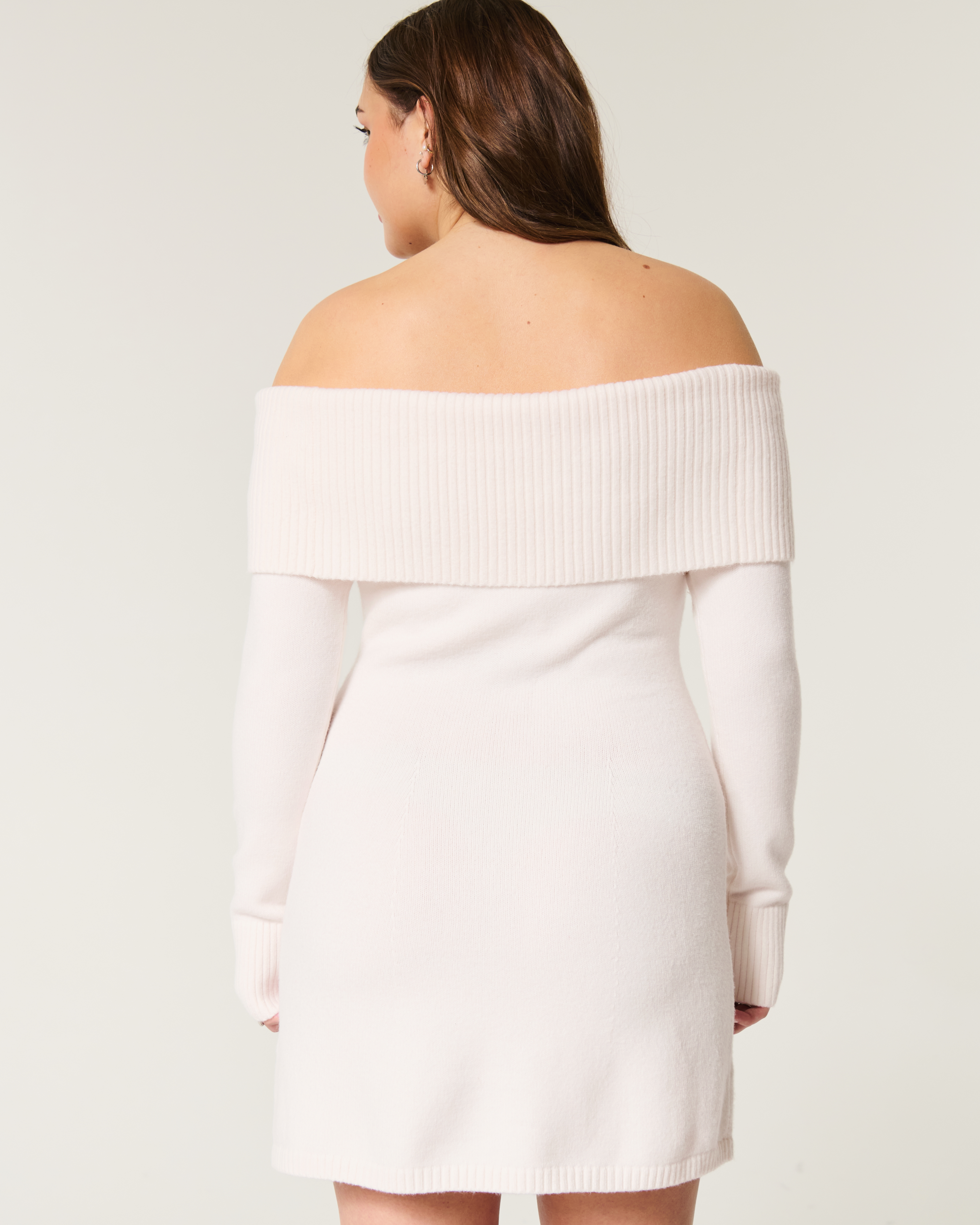 Off-the-Shoulder Skater Sweater Dress