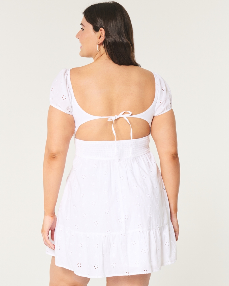 Short-Sleeve Channeled Waist Mini Dress