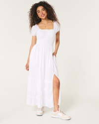 Women's Hollister Saidie Short-Sleeve Tie-Back Midi Dress