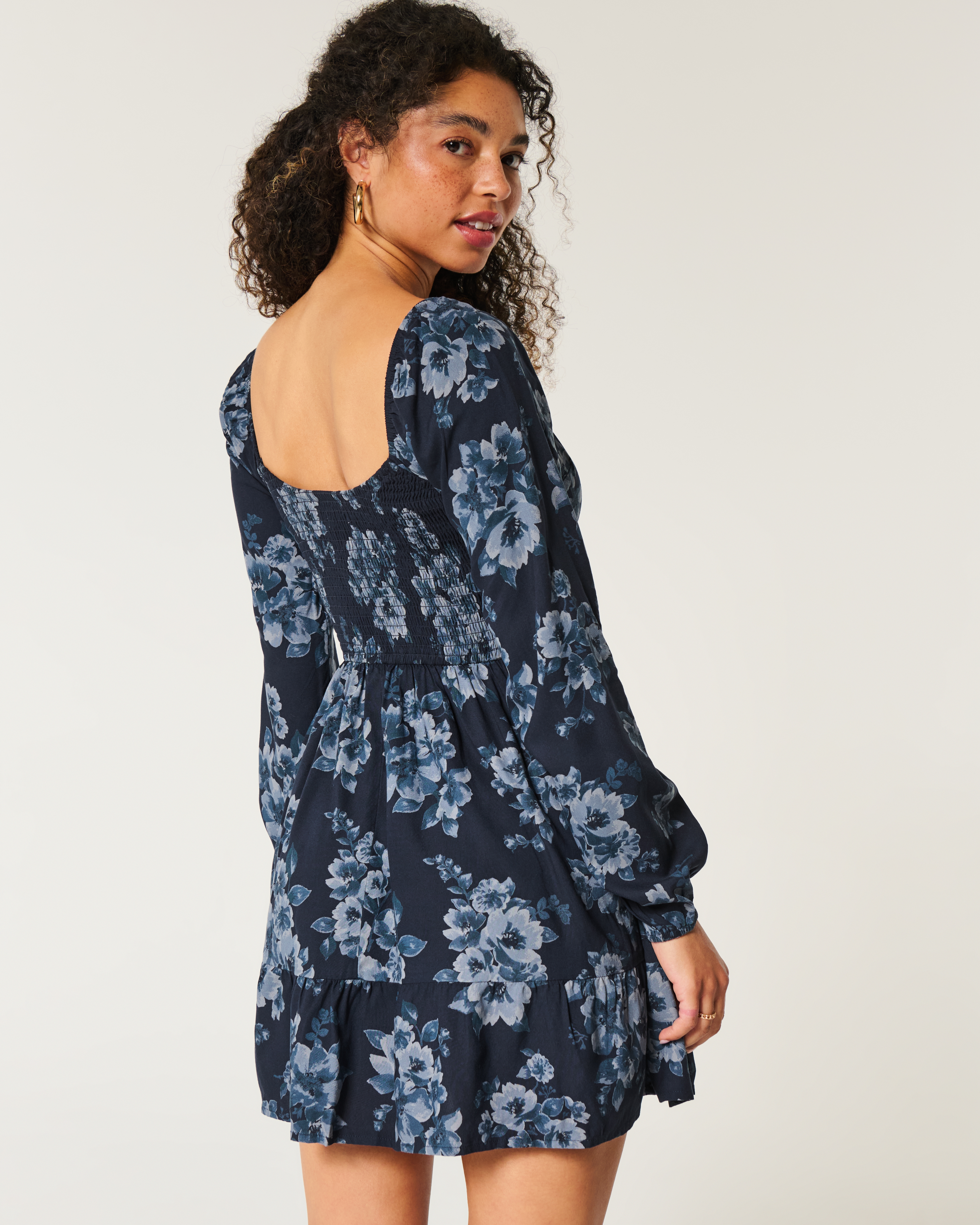 Long-Sleeve Cinch Bust Mini Dress