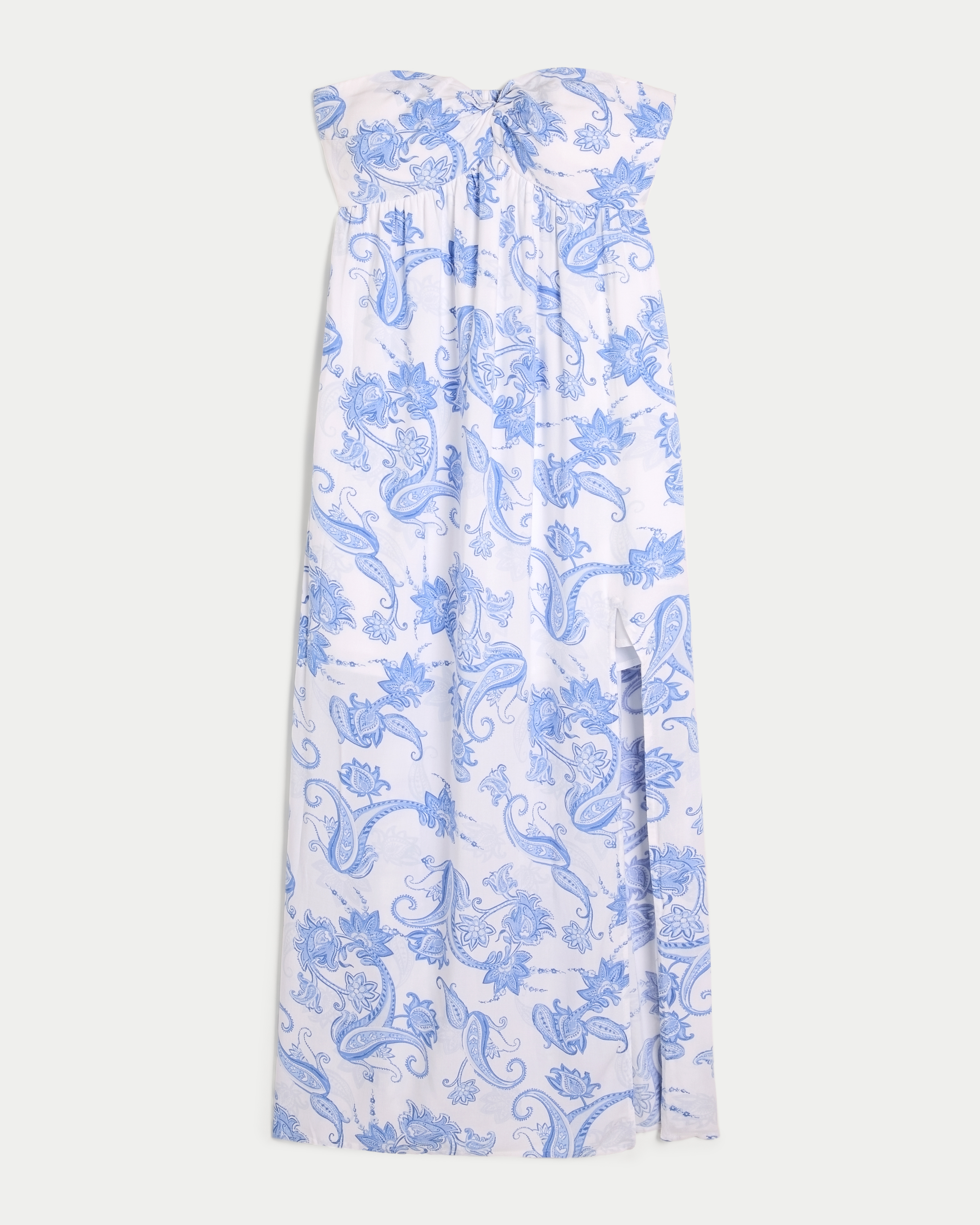 Twist Bust Strapless Midi Dress