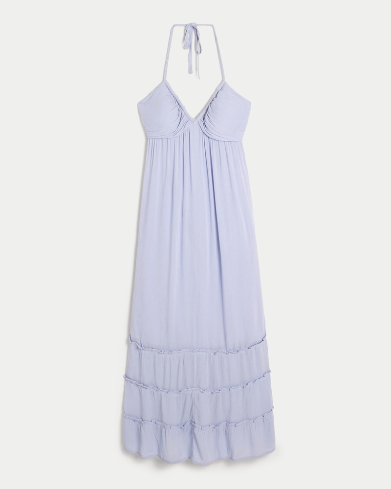 Open Back Halter Maxi Dress