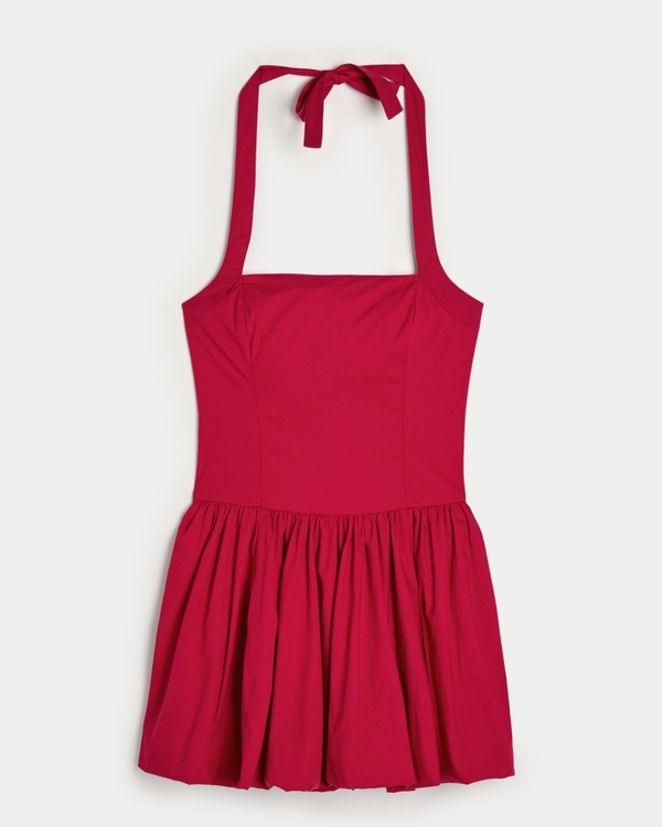 Halter Mini Bubble Skort Dress