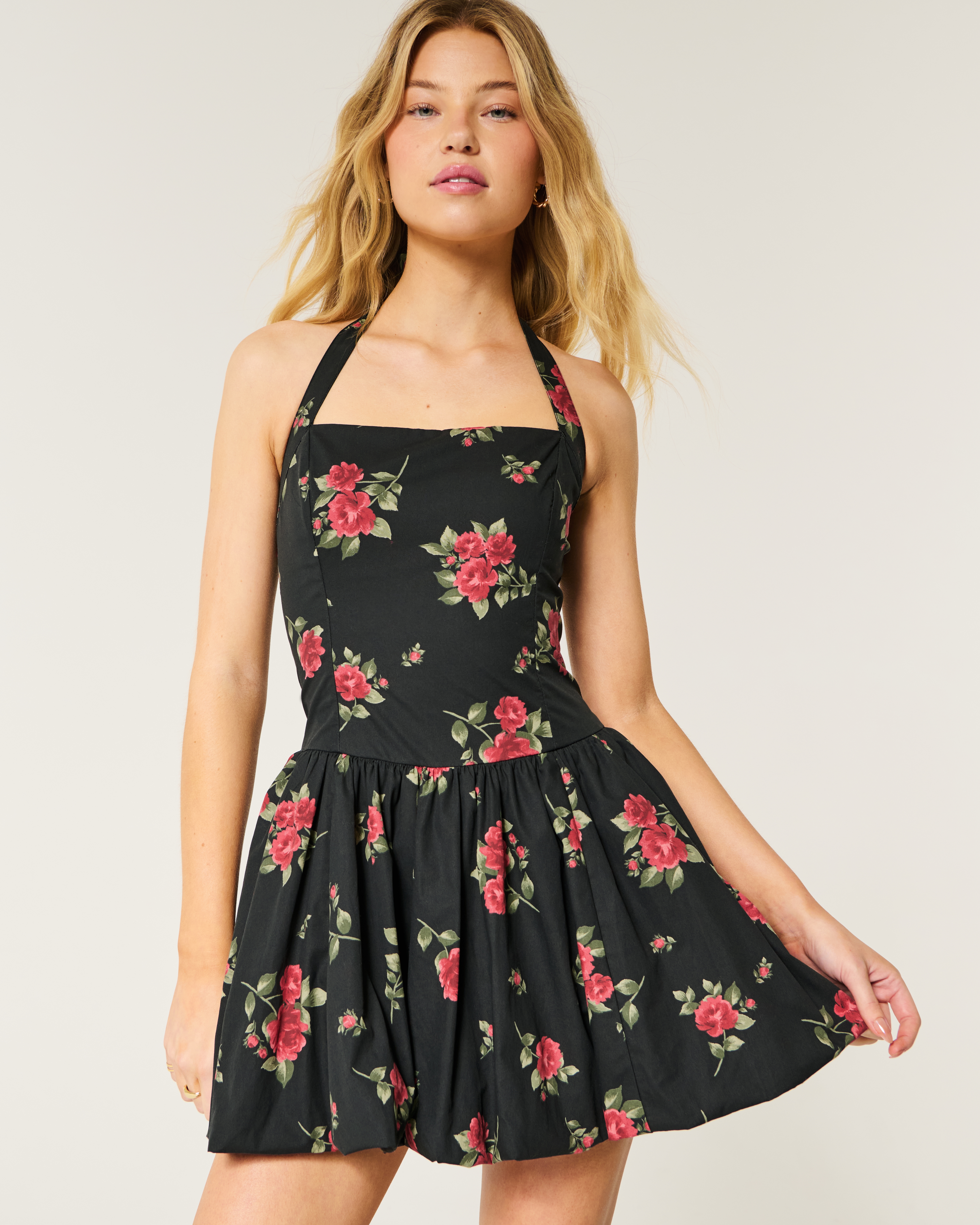 Halter Mini Bubble Skort Dress