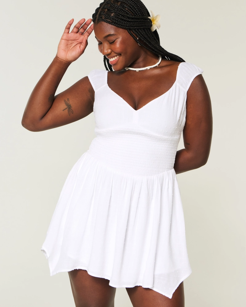 Strapless Smocked Bodice Mini Dress