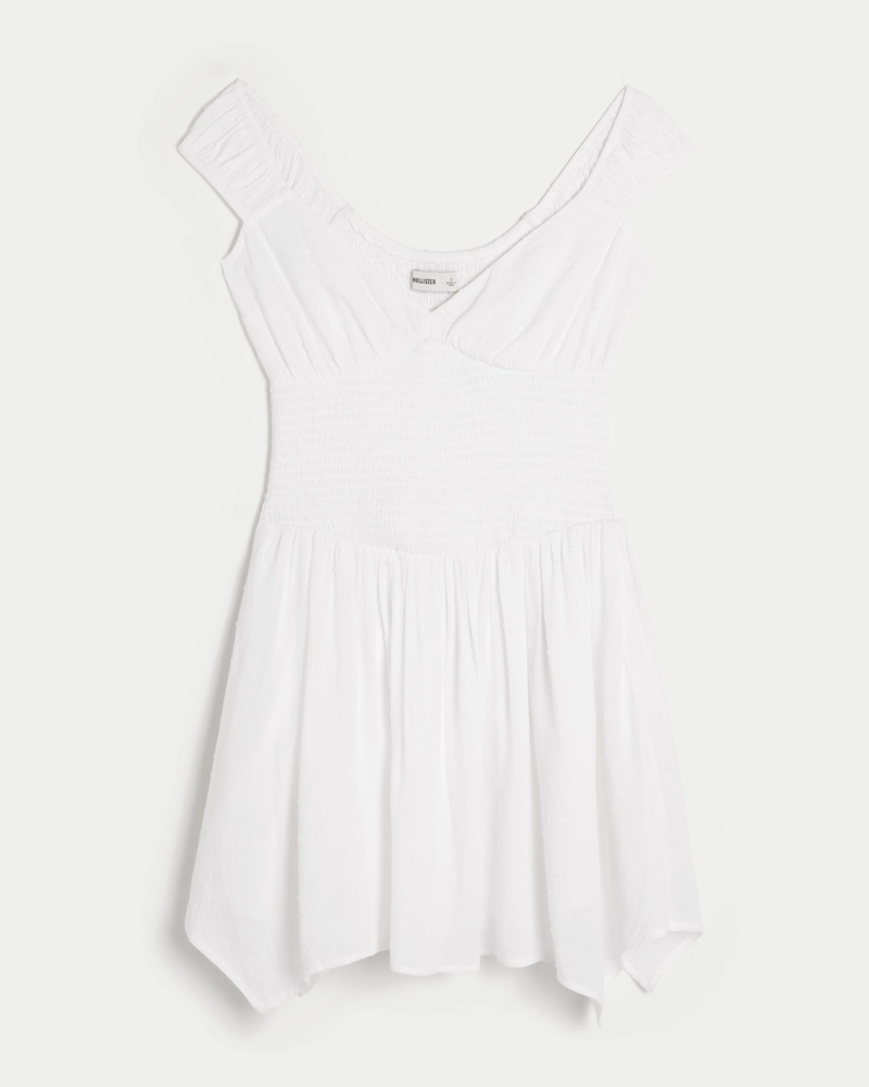 Off-the-Shoulder Asymmetrical Hem Mini Dress