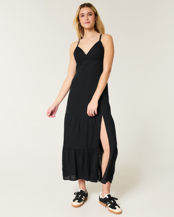 Open Back Maxi Dress, Black view 1