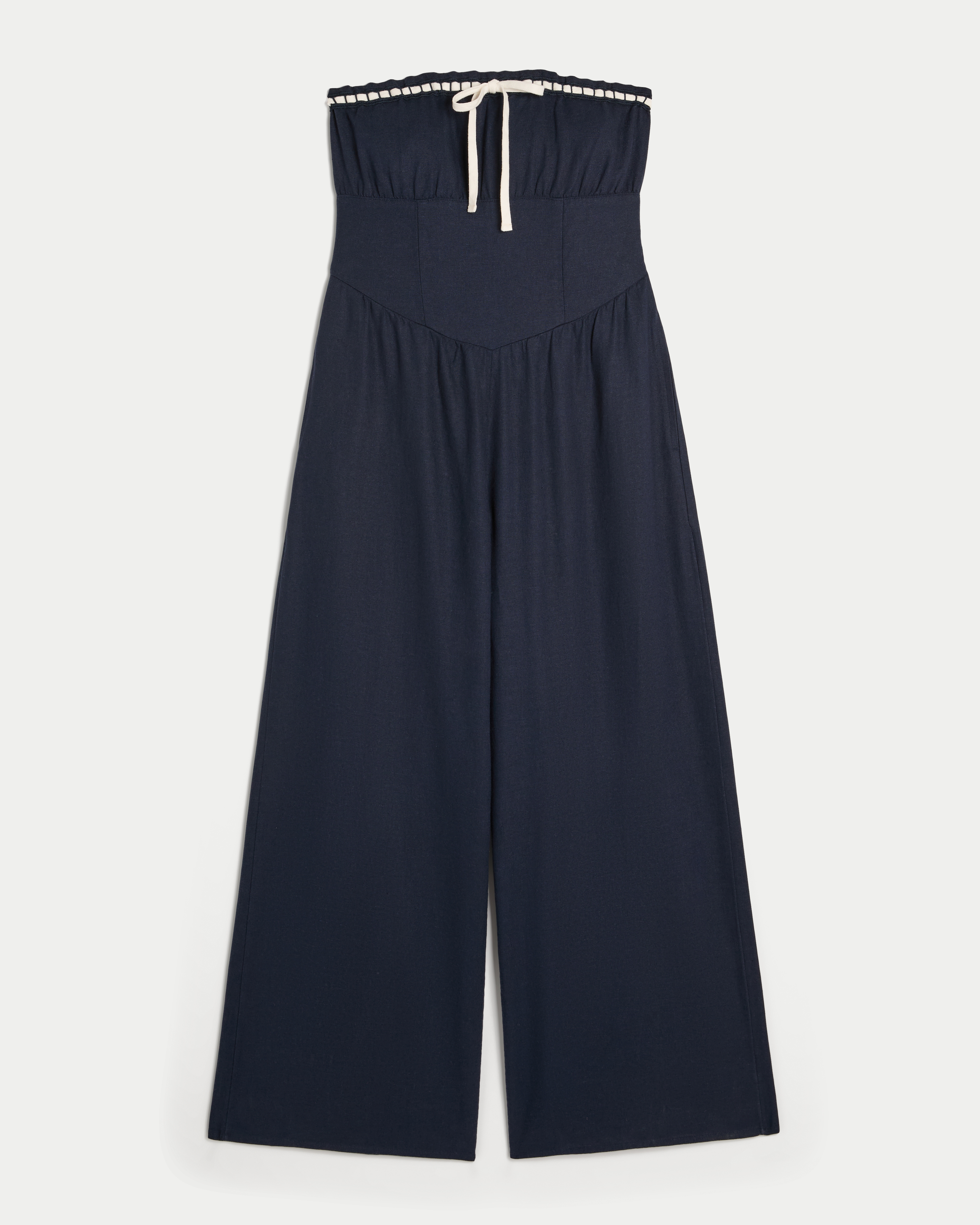 Linen-Blend Strapless Jumpsuit