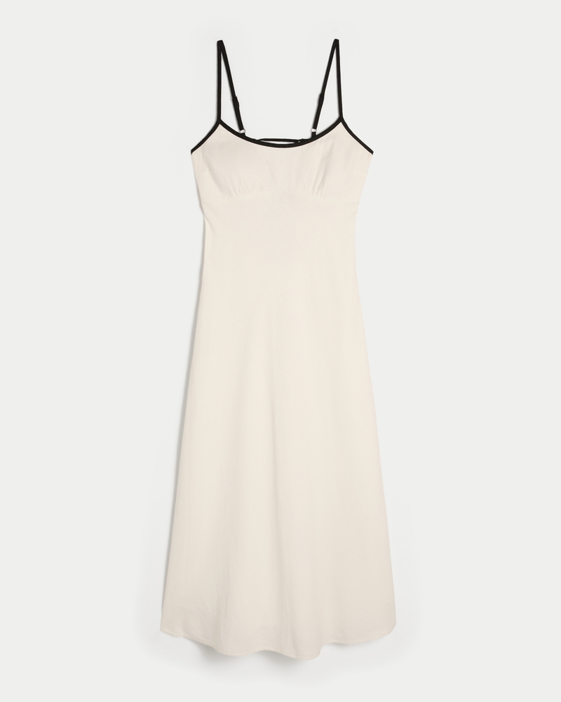 Midi Dress Hollister Summer Dress Women's Linen-Blend Open-Back